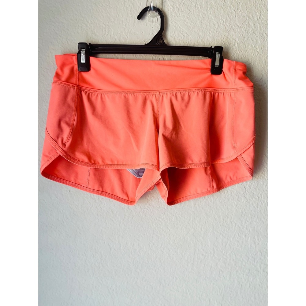 Lululemon Women's  Shorts Orange Lined Runing Athletic Gym Workout Size M